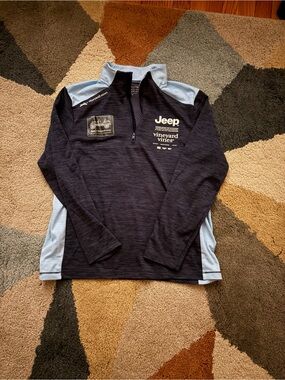 Jeep x Vineyard Vines Navy and Light Blue Quarter Zip Pullover Sankaty Large